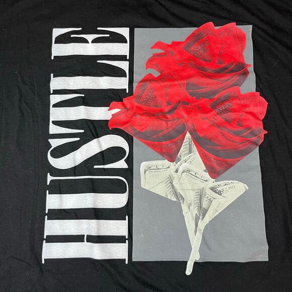 RGSTR Hustle Rose Black T Shirt Mens Sz XL Preowned - Picture 2 of 5